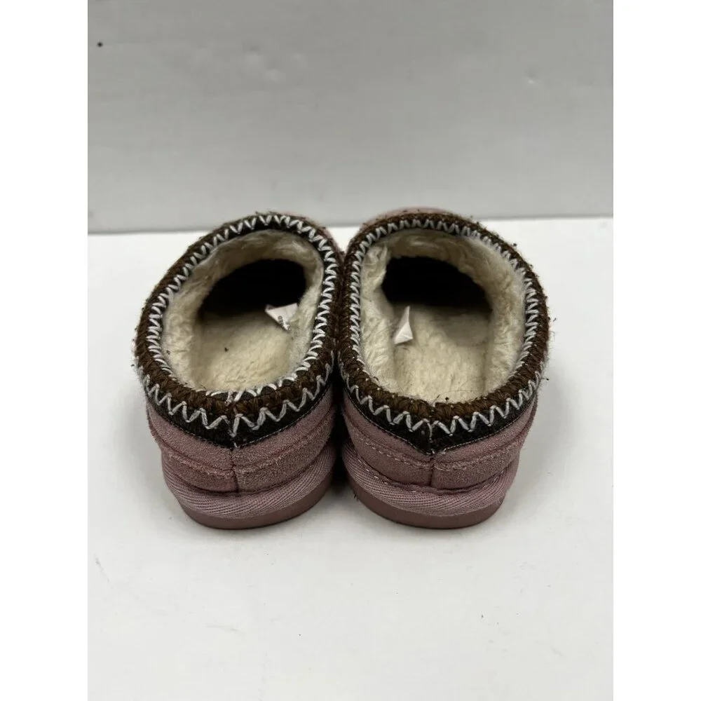 Lamo House Slippers Youth 2 Pink Suede Fur Lined Moccasins Cozy